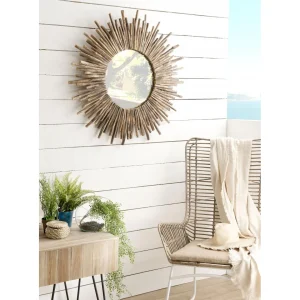 mode MACABANE Miroir Rond Soleil Bois Nature Branches – CLEA 10