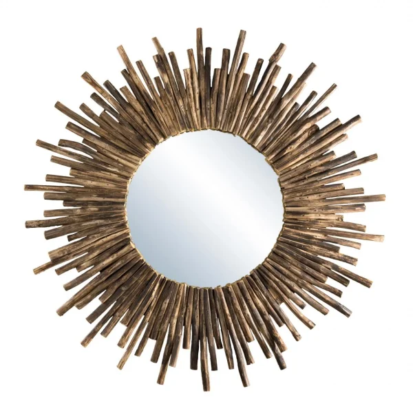 mode MACABANE Miroir Rond Soleil Bois Nature Branches – CLEA 1