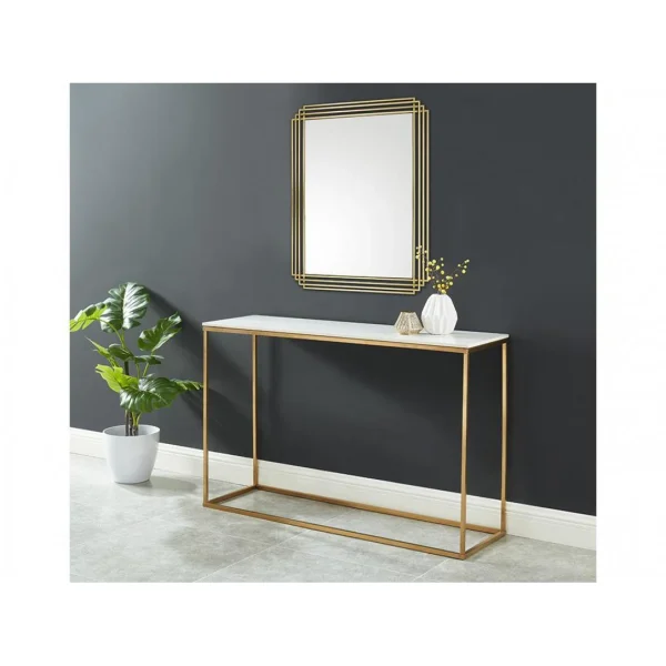 Vente-unique Miroir Art Déco En Métal SAMBA – L.80 X H. 110 Cm – Doré Paris 3