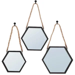 Other Miroir Sur Chaîne, Miroir Mural Hexagonal Dans Un Cadre Noir, Lot De … marque pas cher en ligne 11