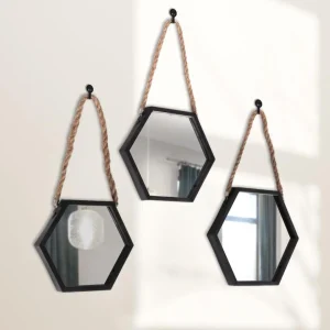 Other Miroir Sur Chaîne, Miroir Mural Hexagonal Dans Un Cadre Noir, Lot De … marque pas cher en ligne 13