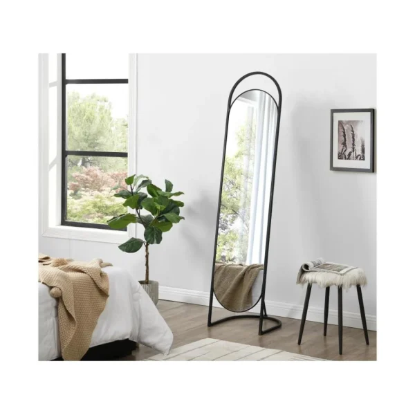 grande marque pas cher Vente-unique Miroir Sur Pied En Métal – L.41 X H. 171 Cm – Noir – ZINEB 1