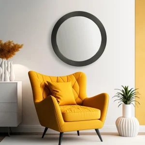 solde en ligne Ideanature Miroir Rond Bord Large En Métal 50 Cm Noir. 7