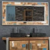 Wanda Collection Grand Miroir De Salle De Bain Factory Bois Métal 140×70 Prestation Et Rapide 11