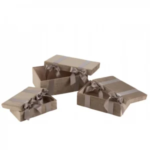 Dansmamaison Set De 3 Coffre Velours/ Satin Beige – L 39 X L 27 X H 14 Cm grande surprise 7