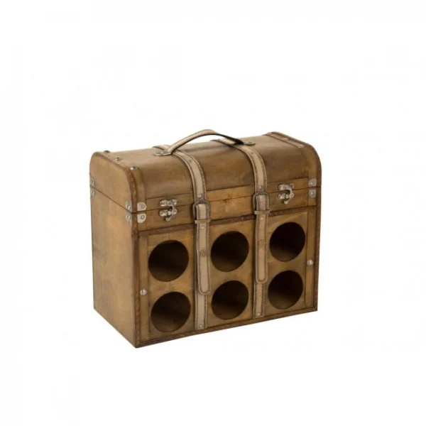 Dansmamaison Valise Vin 6 Bouteilles Bois Beige – L 42,5 X L 24 X H 38,5 Cm Meilleur Service 1