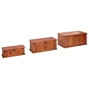 en solde VidaXL Coffres De Rangement 3 Pcs Bois D’acacia Solide 11