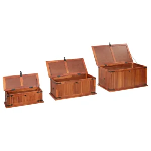 en solde VidaXL Coffres De Rangement 3 Pcs Bois D’acacia Solide 15