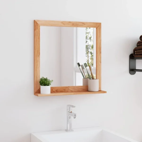 VidaXL Miroir Mural 55×55 Cm Bois Massif De Noyer site pas cher 1