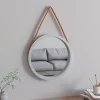 nouveau produit VidaXL Miroir Mural Avec Sangle Argenté Ø 45 Cm 11