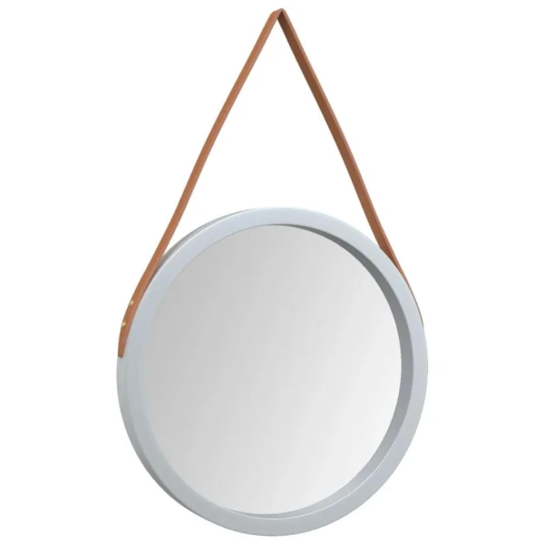 nouveau produit VidaXL Miroir Mural Avec Sangle Argenté Ø 45 Cm 3