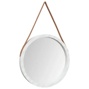 destockage VidaXL Miroir Mural Avec Sangle Blanc Ø 55 Cm 9