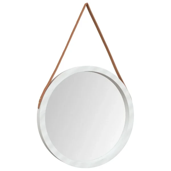 destockage VidaXL Miroir Mural Avec Sangle Blanc Ø 55 Cm 3