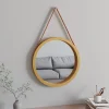 Nouvelle tendance VidaXL Miroir Mural Avec Sangle Doré Ø 55 Cm 19