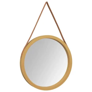 Nouvelle tendance VidaXL Miroir Mural Avec Sangle Doré Ø 55 Cm 9