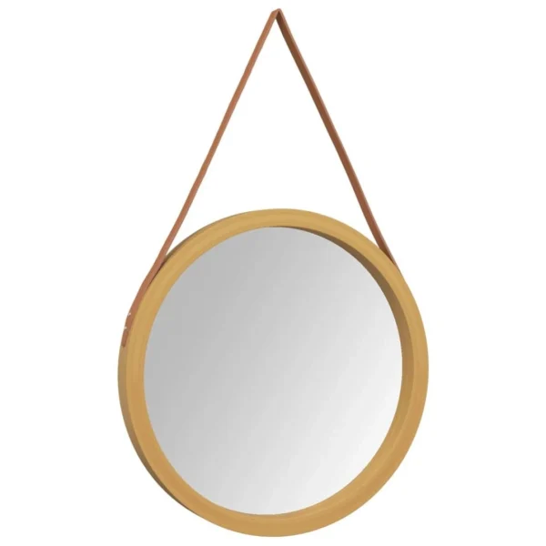 Nouvelle tendance VidaXL Miroir Mural Avec Sangle Doré Ø 55 Cm 3