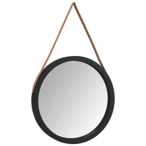 VidaXL Miroir Mural Avec Sangle Noir Ø 55 Cm grossiste en ligne 9